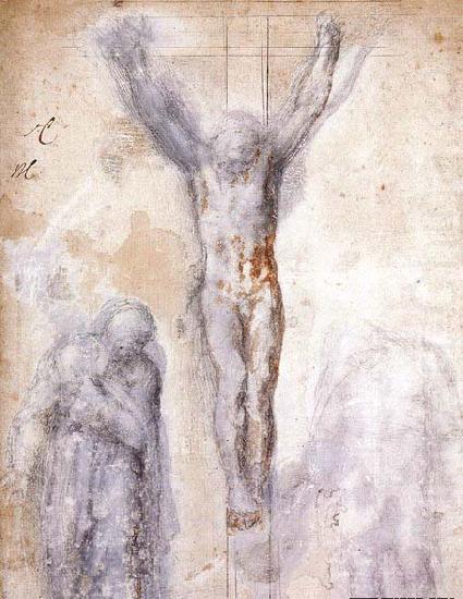 Christ Crucified between the Virgin and Nicodemus, Michelangelo Buonarroti